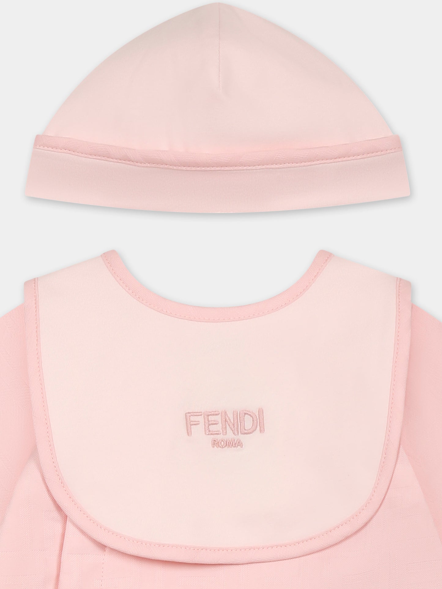 Ensemble combinaison rose pour bébé fille avec FF