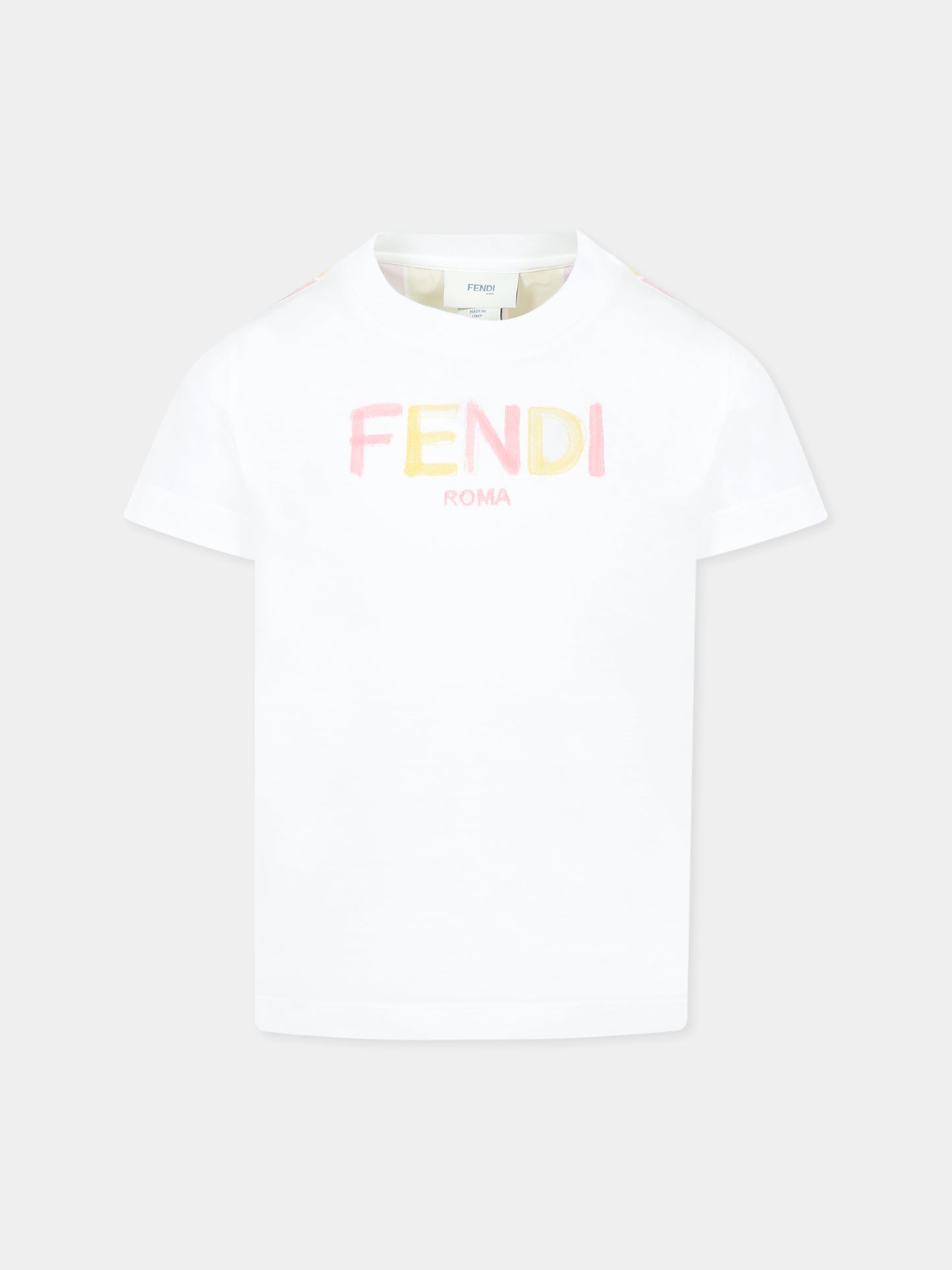 T-shirt blanc pour fille avec logo