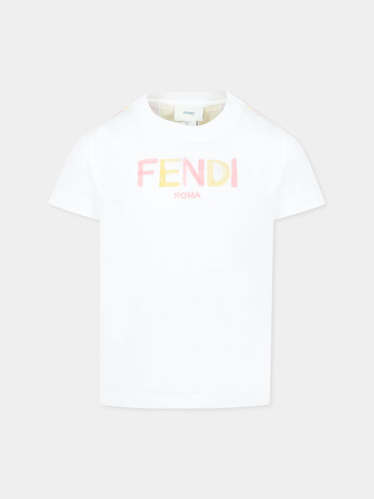 T-shirt blanc pour fille avec logo