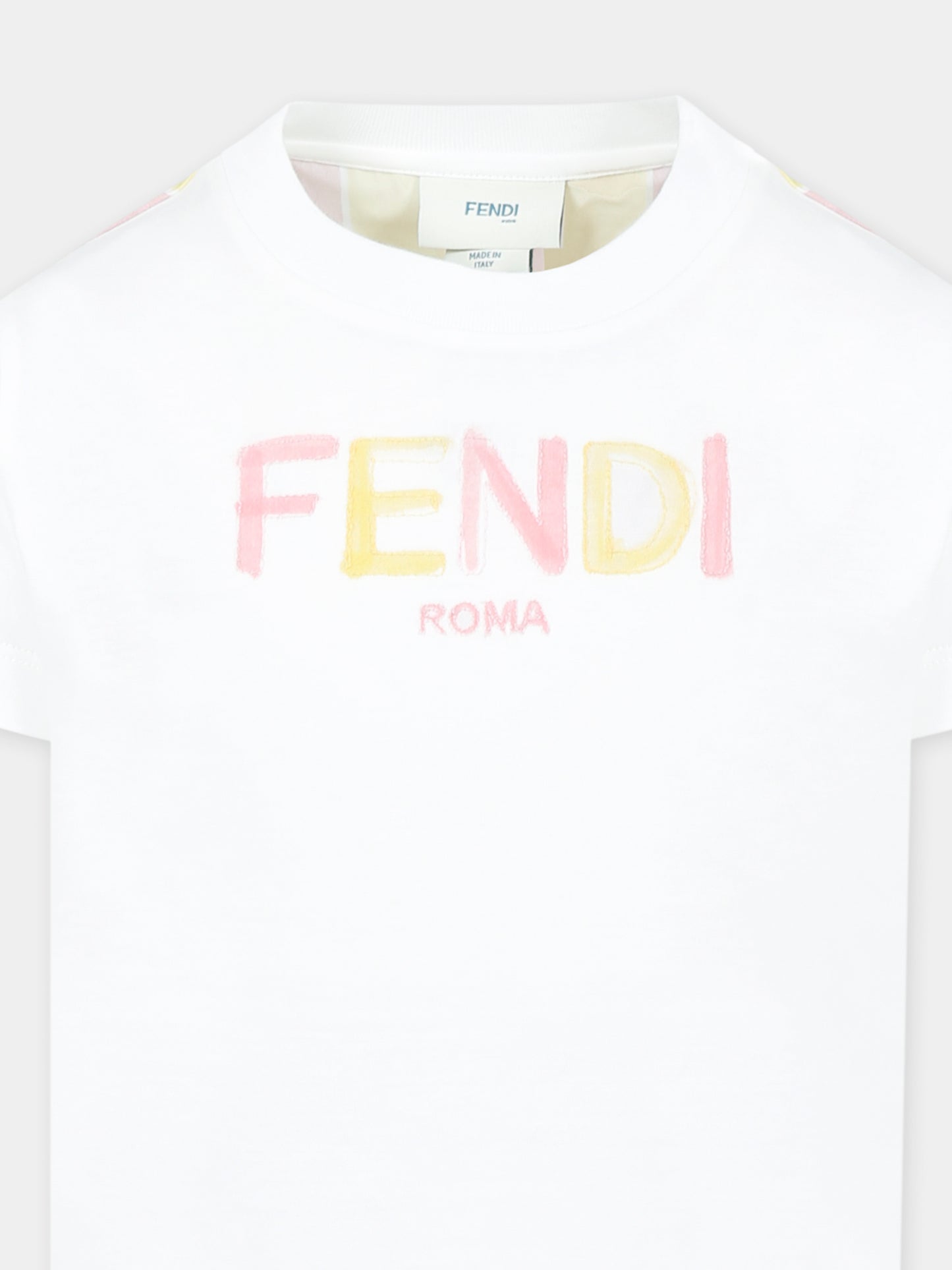 T-shirt blanc pour fille avec logo