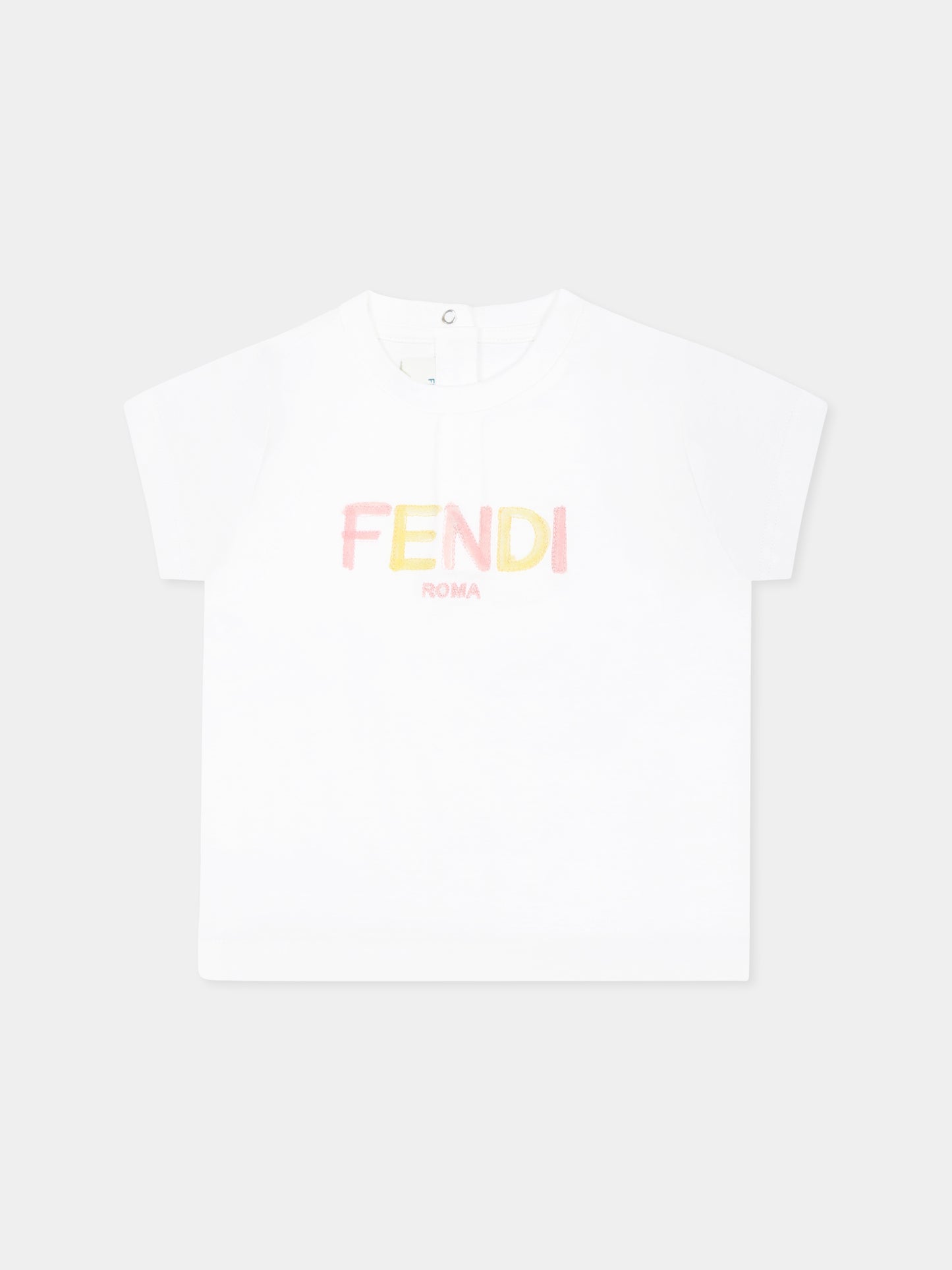 T-shirt blanc pour bébé fille avec logo