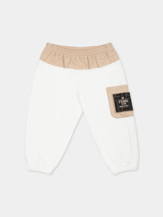 Pantaloni bianchi per neonato con FF,Fendi Kids,BMF245 ADEH F1P2P