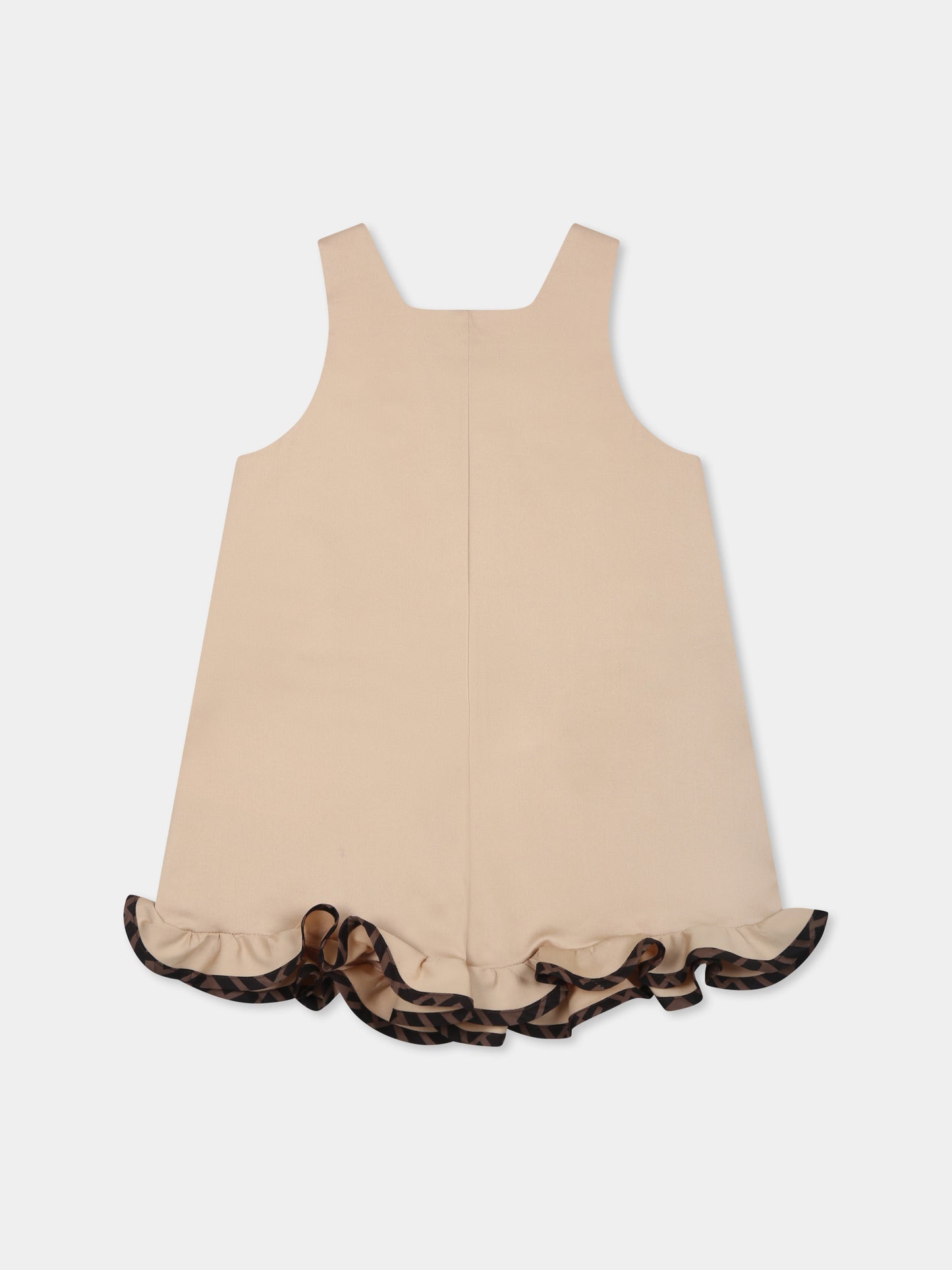 Salopette beige per neonata con FF,Fendi Kids,BFL087 ADEH F1P2P