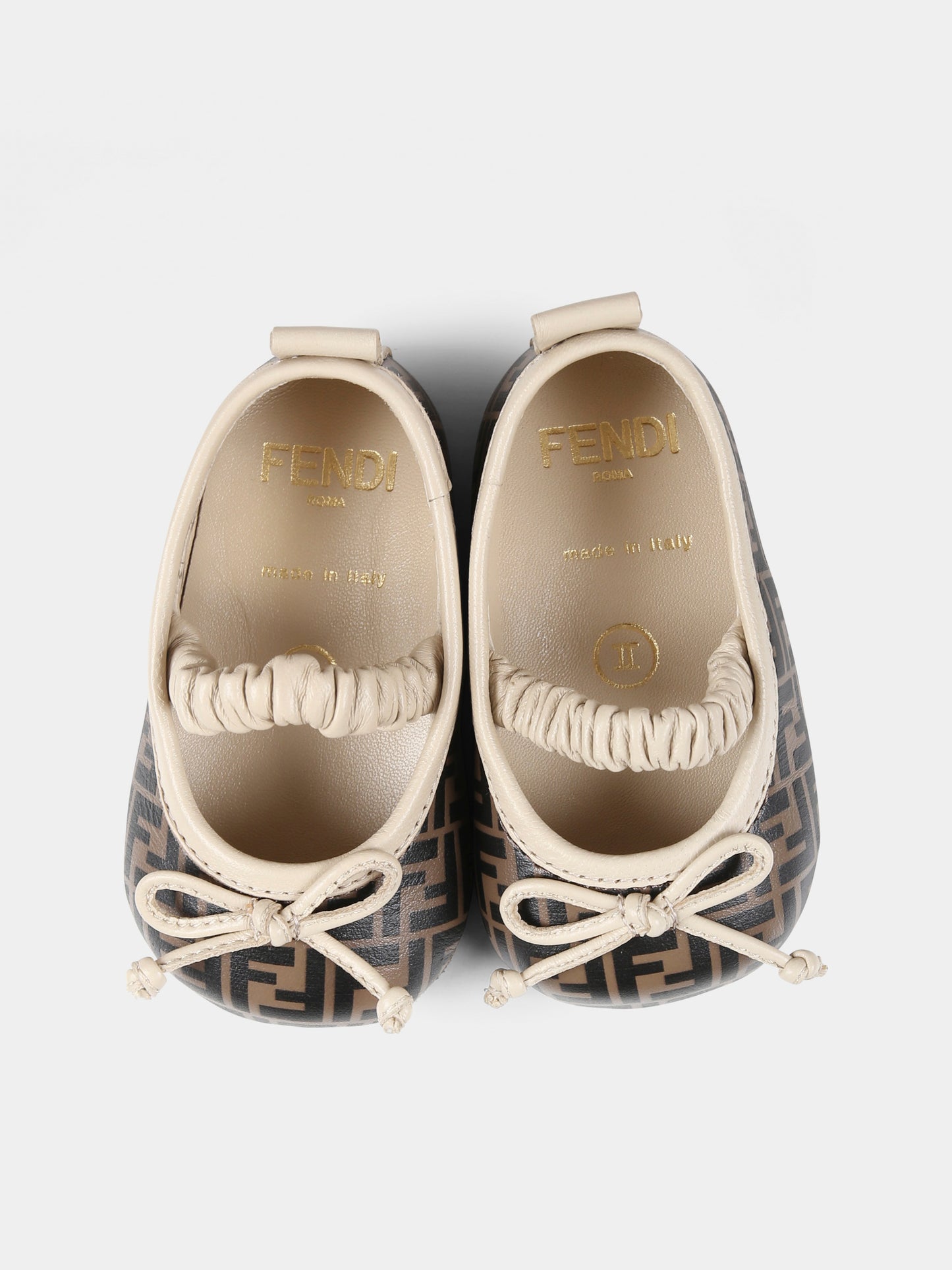 Ballerine marroni per neonata con FF,Fendi Kids,BFR108 AOTG F1R7O
