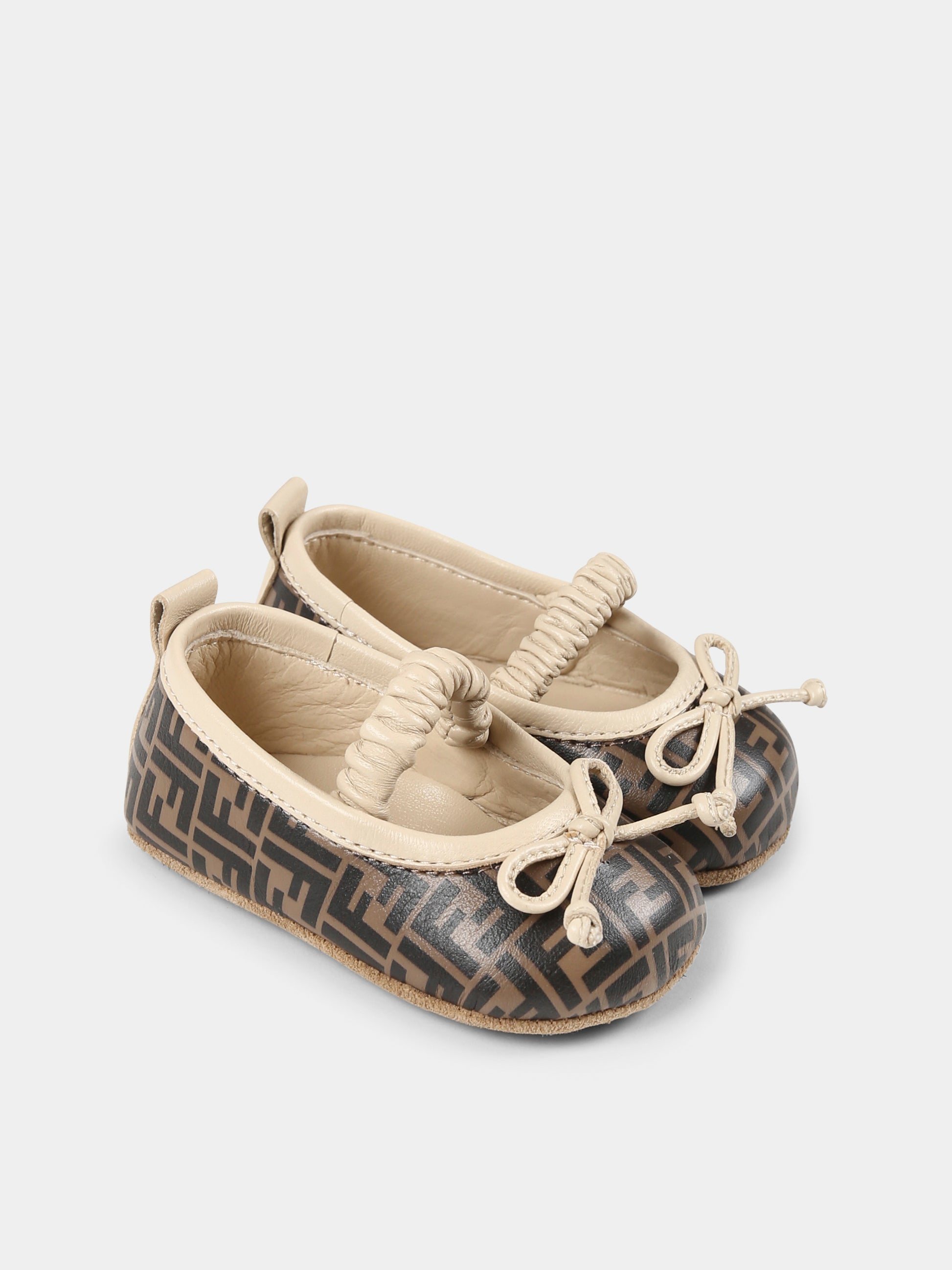 Ballerine marroni per neonata con FF,Fendi Kids,BFR108 AOTG F1R7O