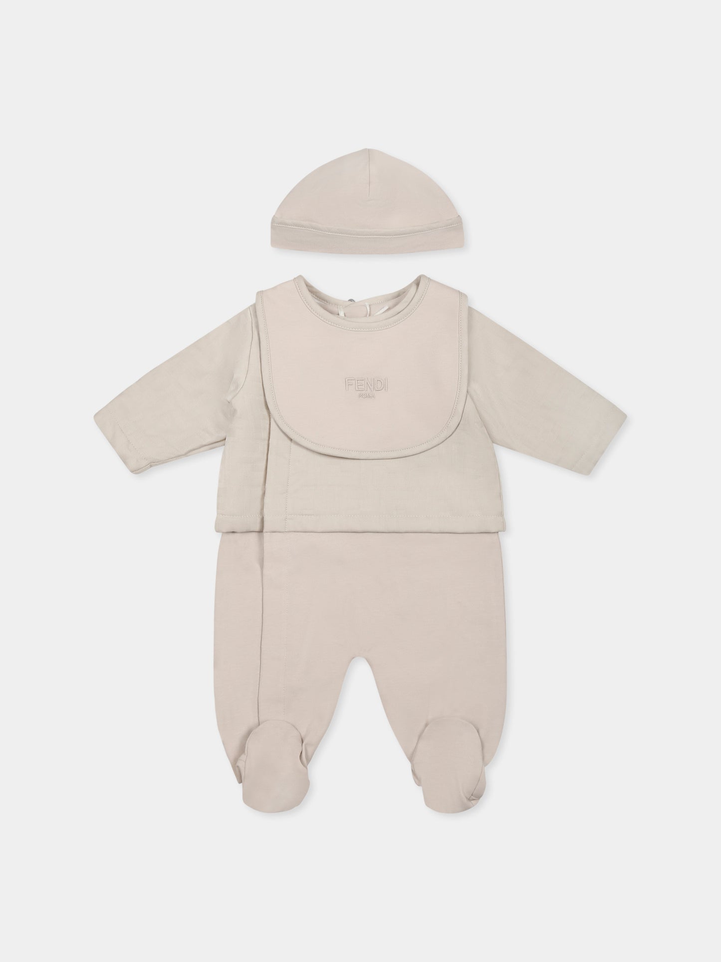 Ensemble combinaison beige pour bébé enfants avec FF