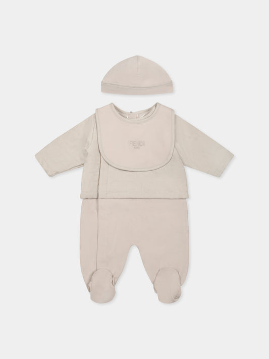 Ensemble combinaison beige pour bébé enfants avec FF