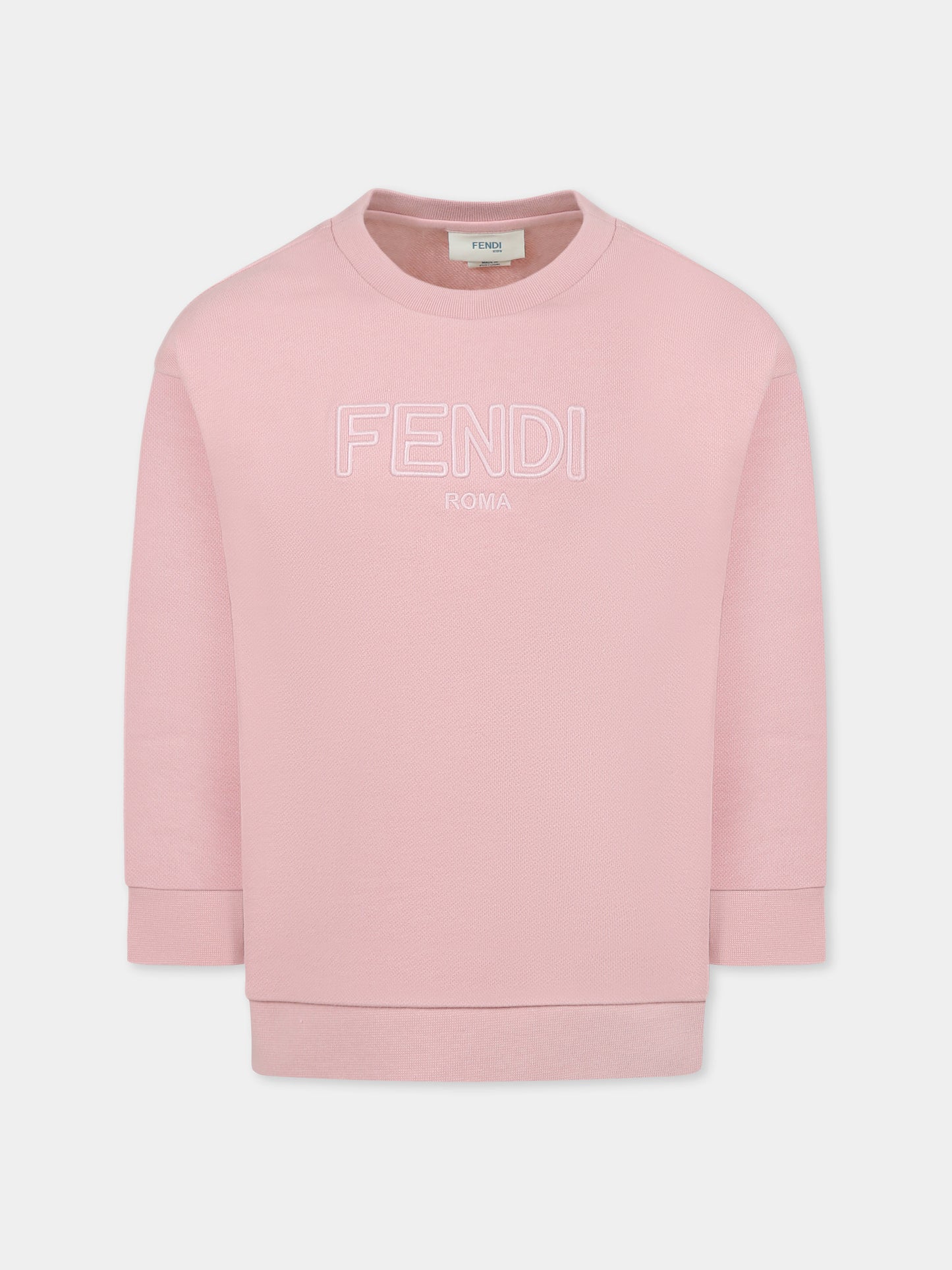 Sweat rose pour fille avec logo