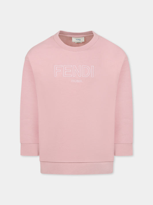 Sweat rose pour fille avec logo