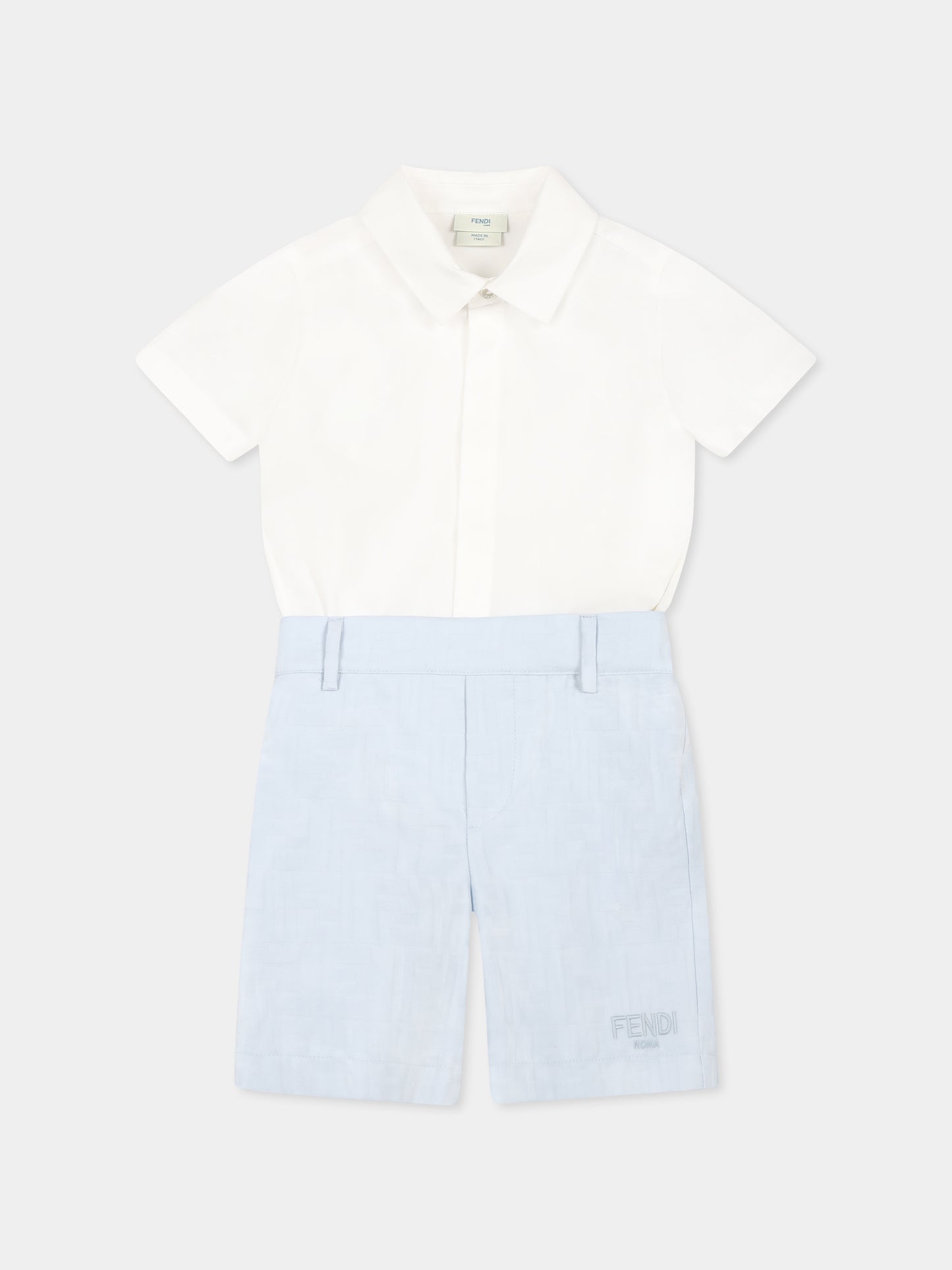 Ensemble bleu clair pour bébé garçon avec FF