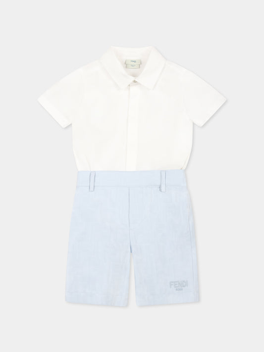 Ensemble bleu clair pour bébé garçon avec FF