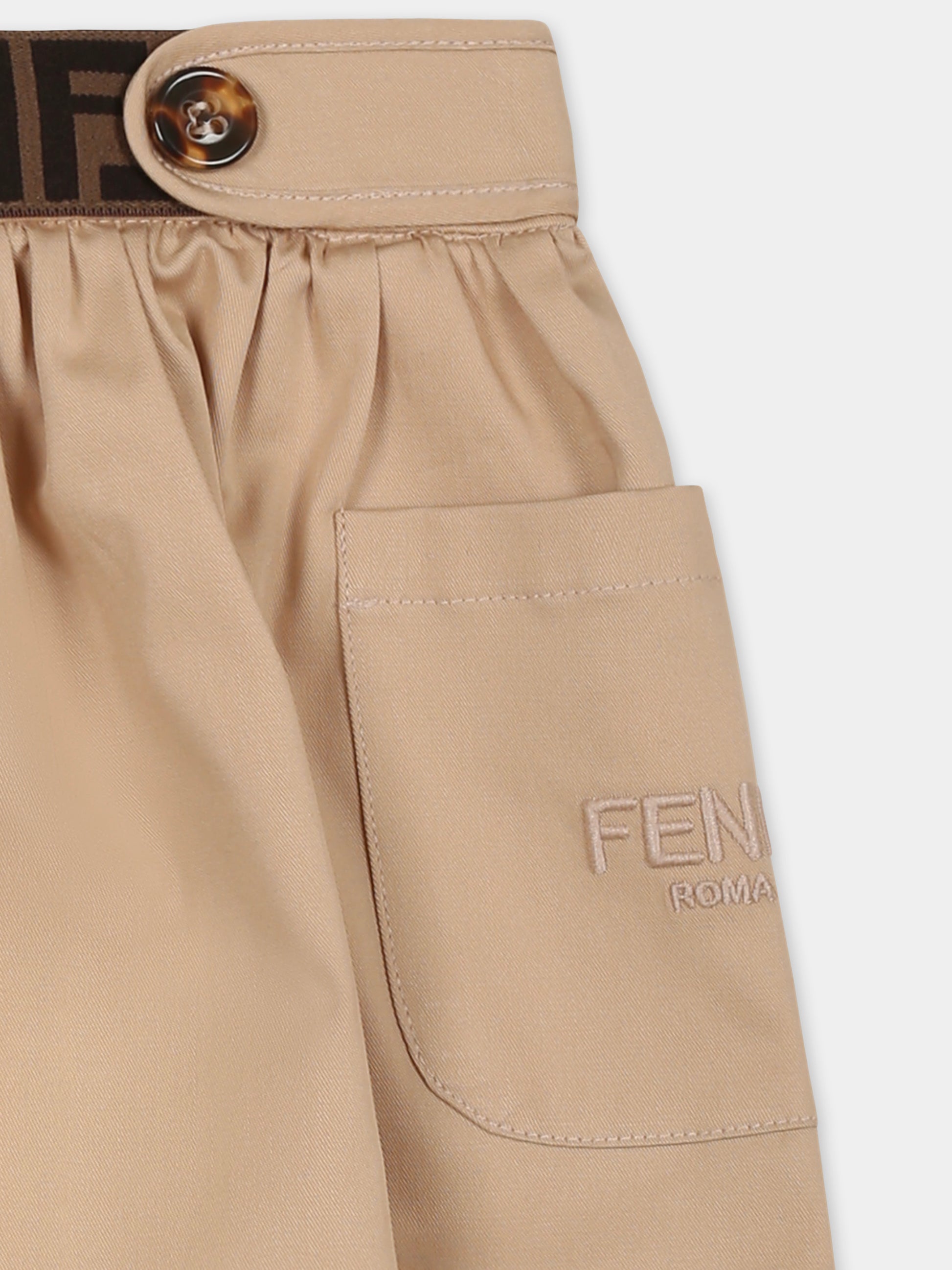 Gonna beige per neonata con logo Fendi,Fendi Kids,BFE041 ADEH F1P2P