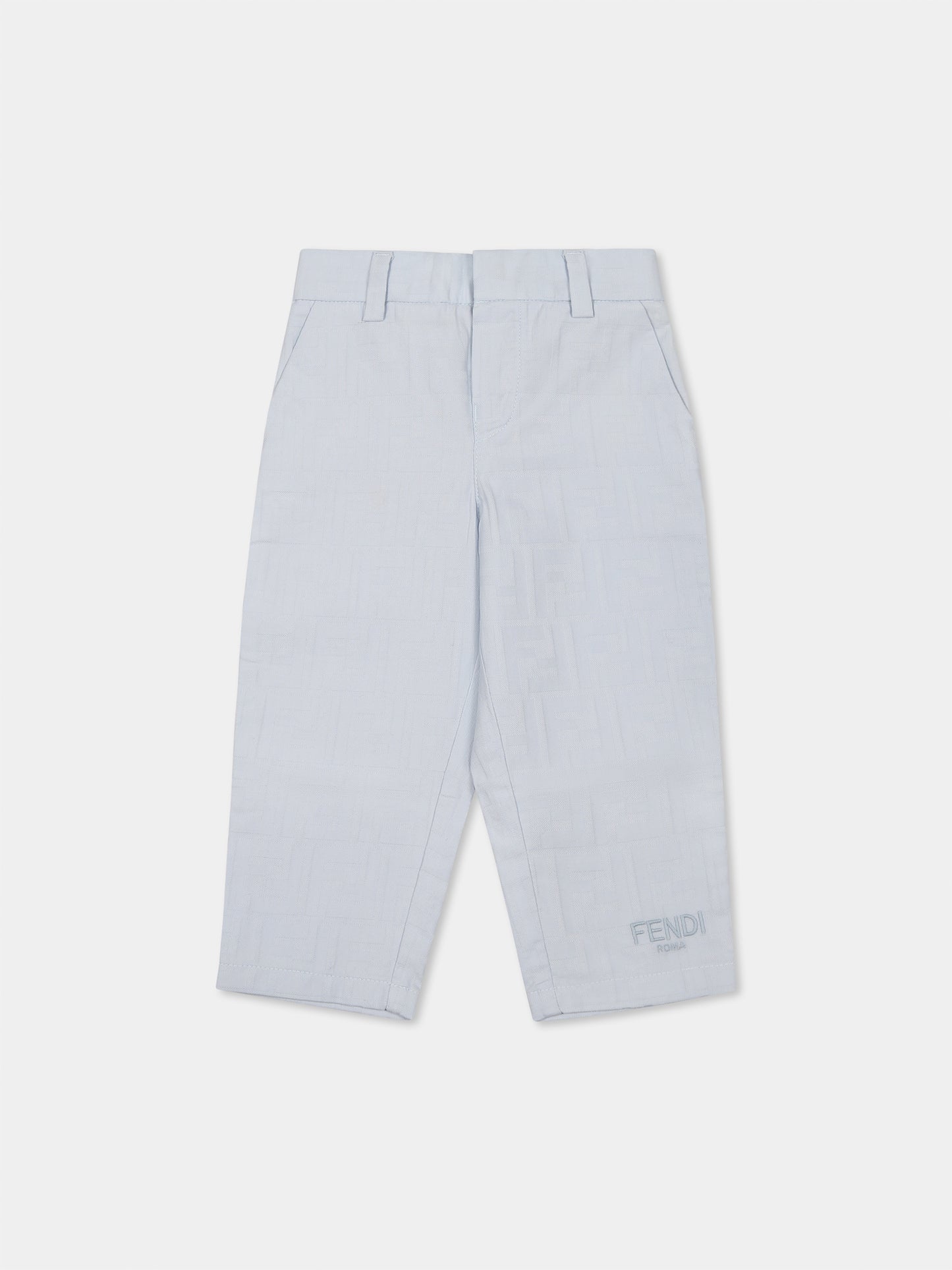 Pantalon bleu clair pour bébé garçon avec FF