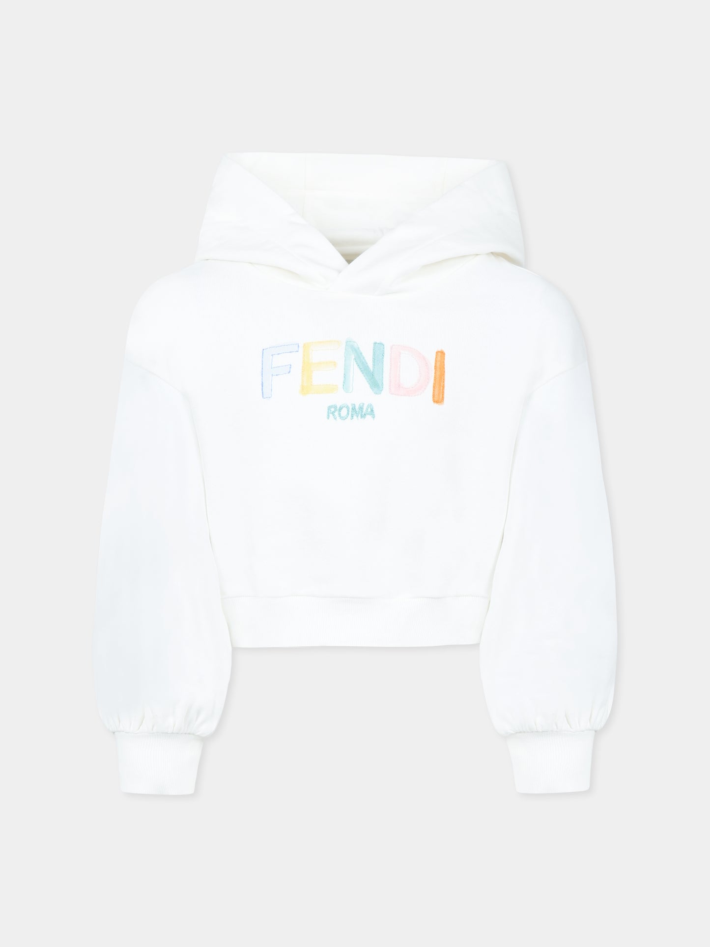 Sweat court blanc pour fille avec logo