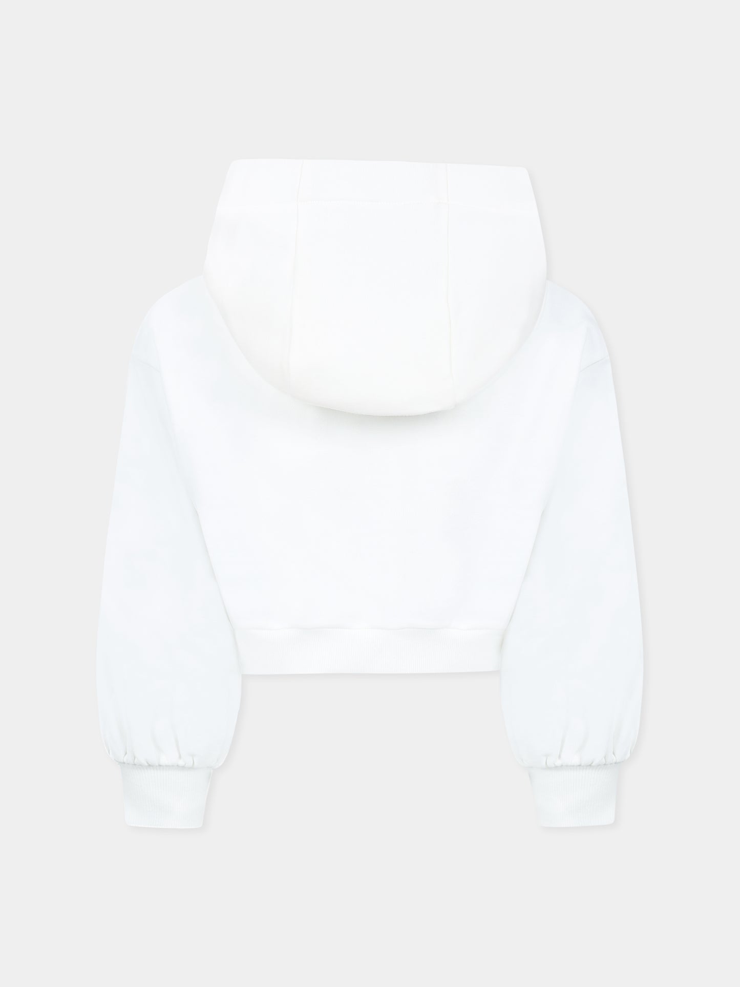 Sweat court blanc pour fille avec logo