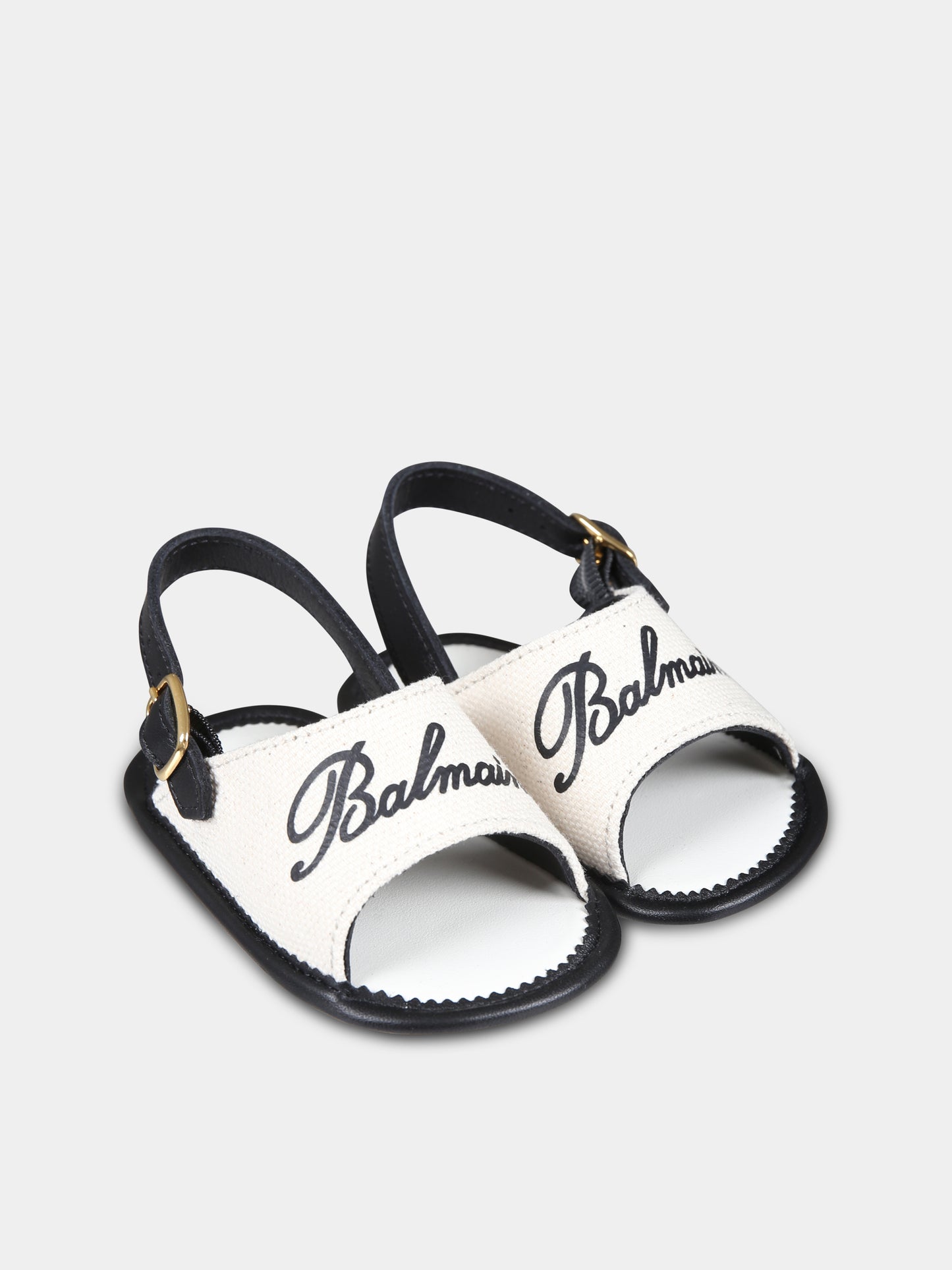 Sandali avorio per neonata con logo,Balmain Kids,BU0016 Y0051 102NE