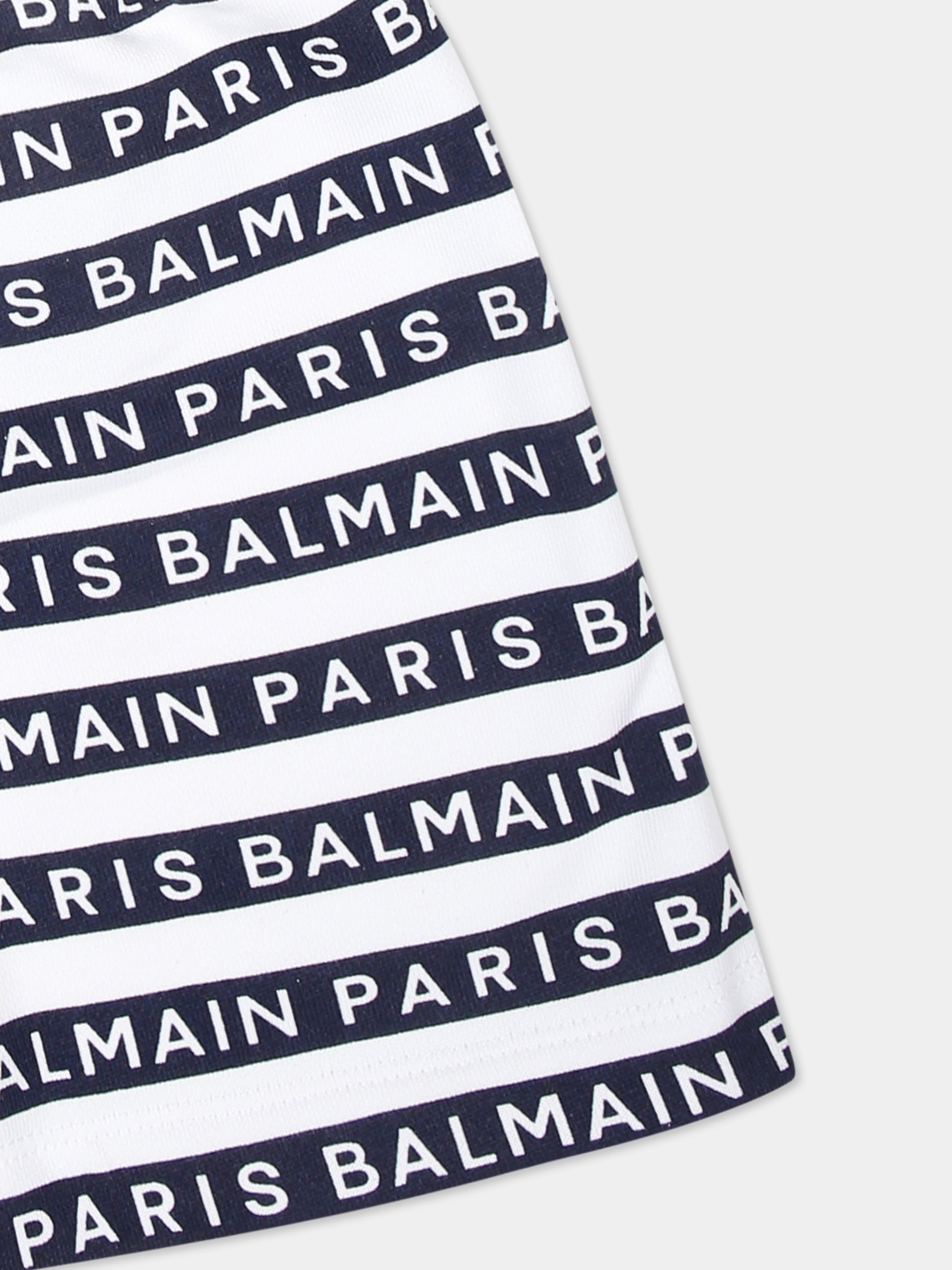 Completo bianco per neonato con logo,Balmain Kids,BU3560 Z1909 100BL