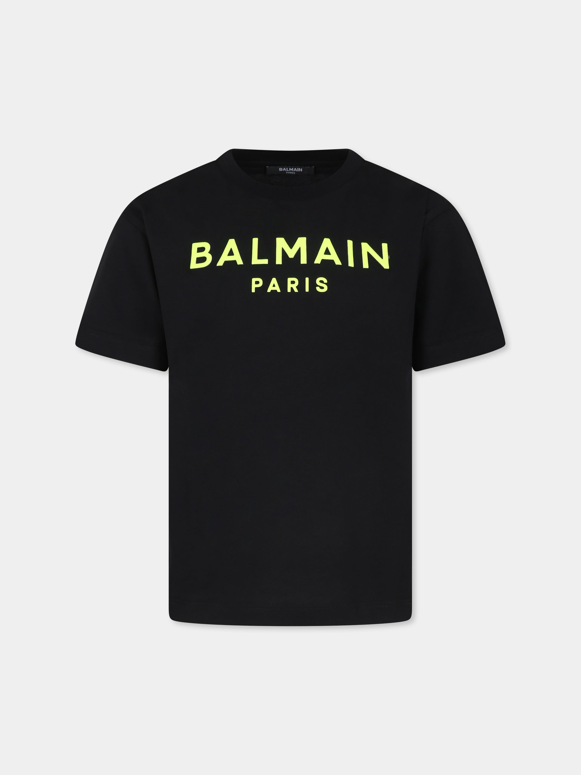 T-shirt nera per bambini con logo,Balmain Kids,BU8Q71 Z0082 930GL