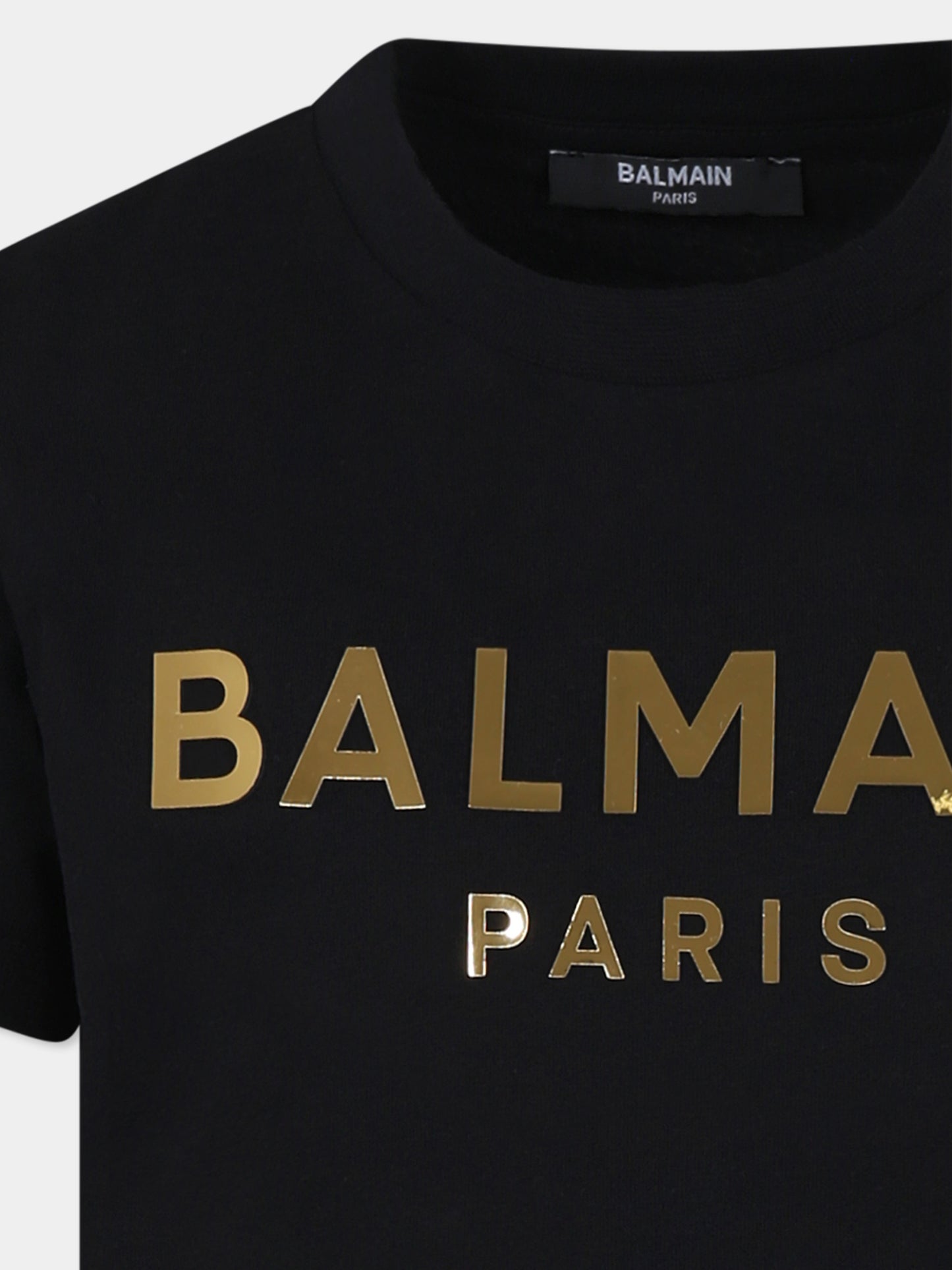 T-shirt nera per bambini con logo,Balmain Kids,BU8Q91 Z0057 930OR