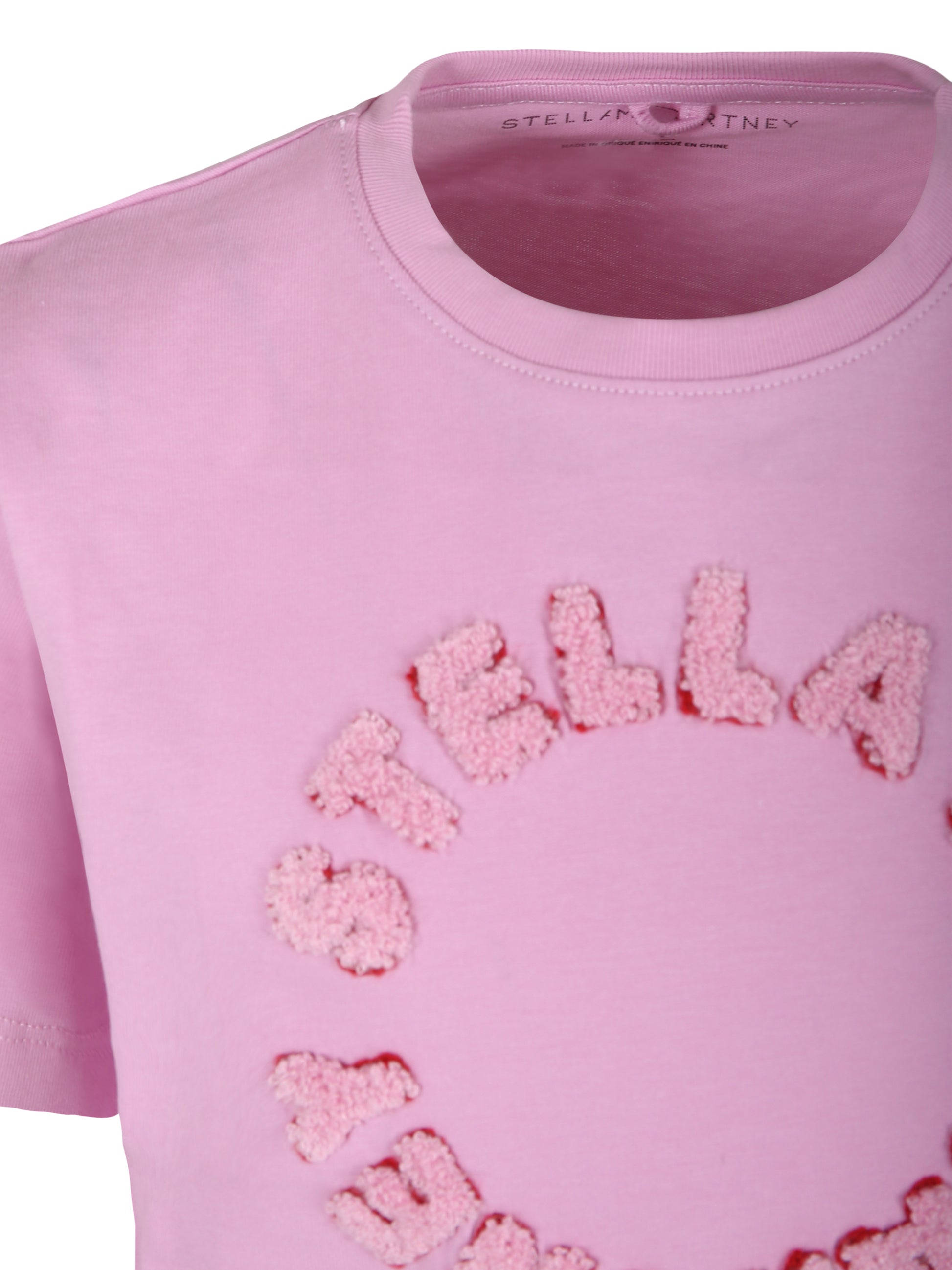 T-shirt rosa per bambina con logo,Stella Mccartney Kids,TU8A81 Z0434 50G