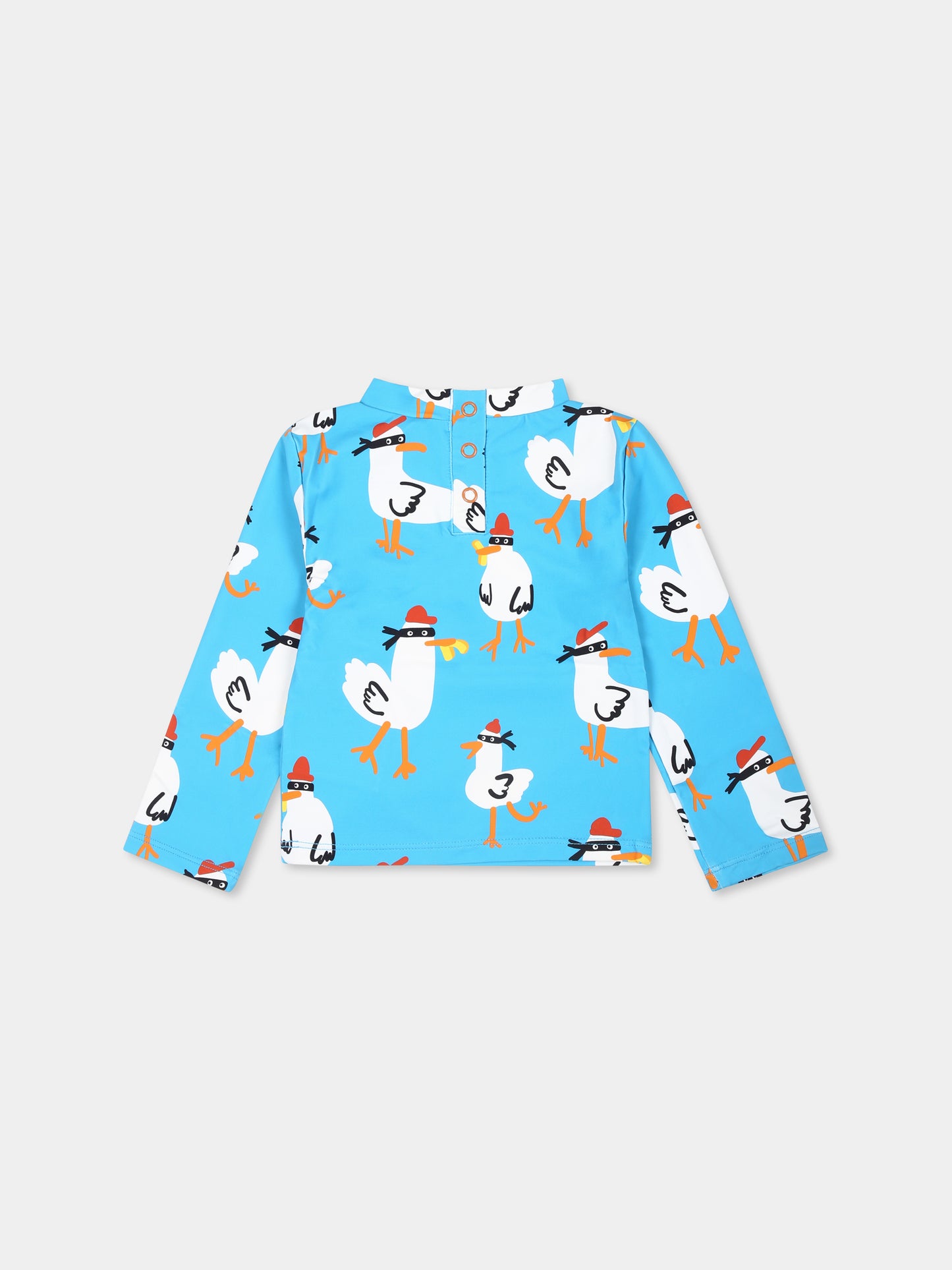 T-shirt Anti UV celeste per neonato con stampa gallo,Stella Mccartney Kids,TUC552 Z1919 605MC