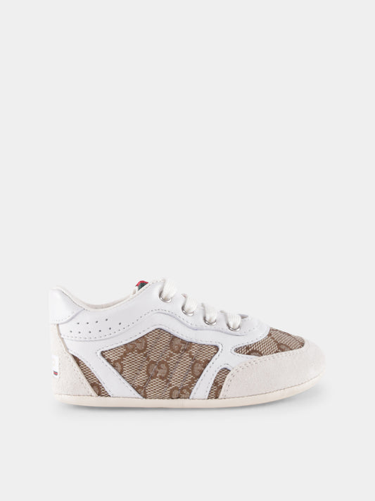 Baskets blanches Re-Web pour enfants avec logo