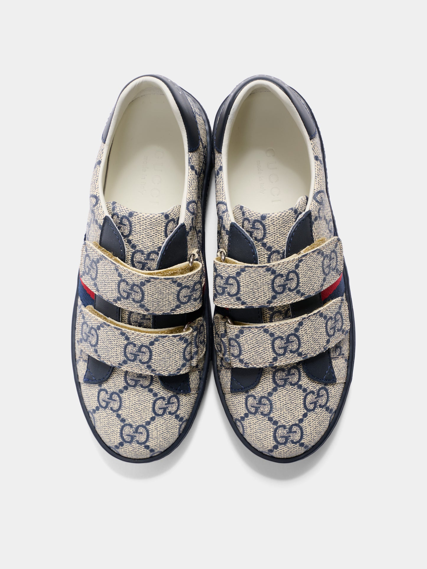 Sneakers Ace blu e grigio per bambini con dettaglio Web,Gucci Kids,463090 FACYF 4055