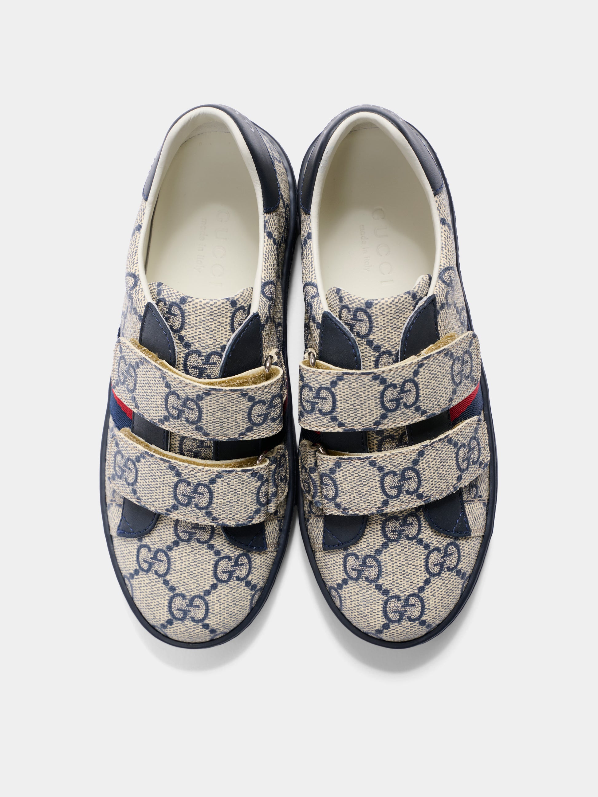 Sneakers Ace blu e grigio per bambini con dettaglio Web,Gucci Kids,463090 FACYF 4055
