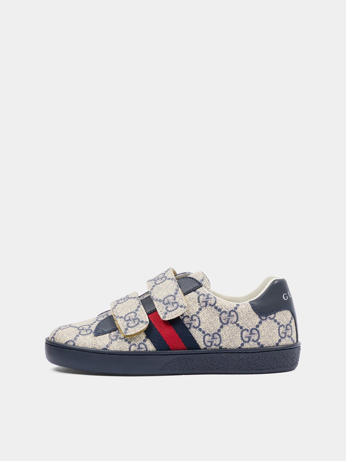 Sneakers Ace blu e grigio per bambini con dettaglio Web,Gucci Kids,463090 FACYF 4055