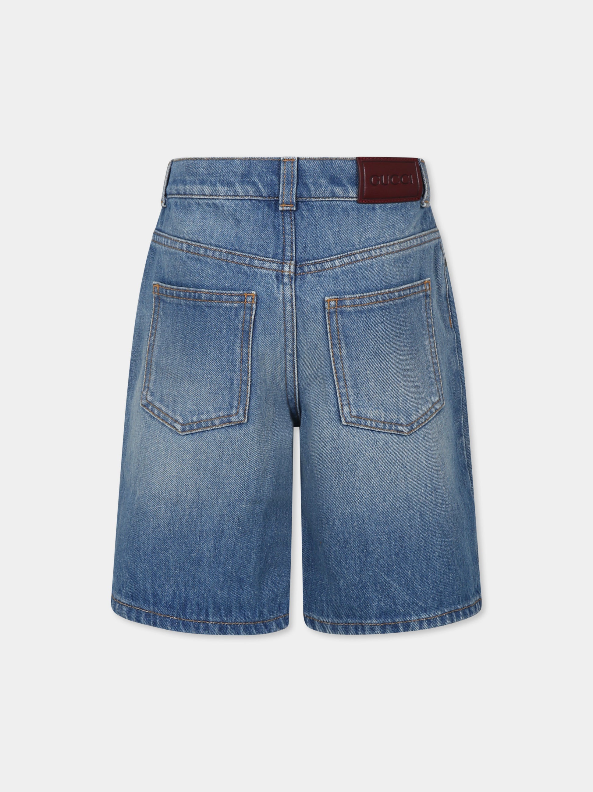 Shorts blu per bambini con dettaglio Web,Gucci Kids,805175 XDC6E 4447