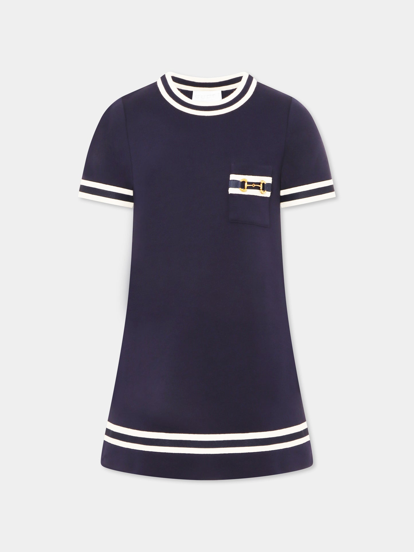 Robe bleu pour fille avec mors emblématique