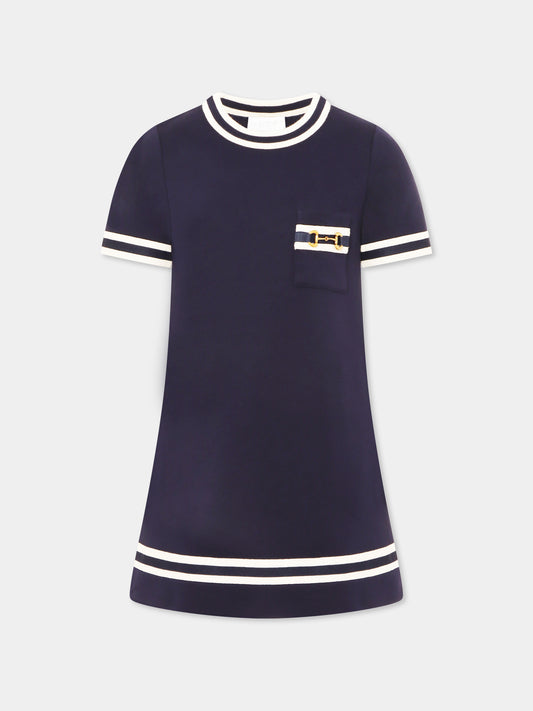 Robe bleu pour fille avec mors emblématique