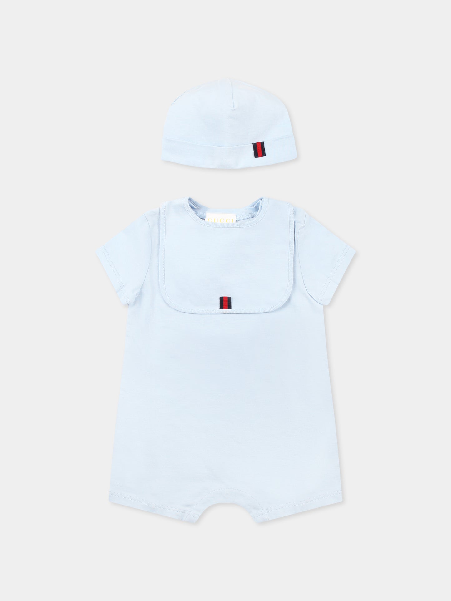 Ensemble barboteuse bleu clair pour bébé garçon avec logo