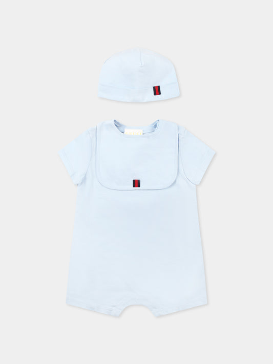Ensemble barboteuse bleu clair pour bébé garçon avec logo