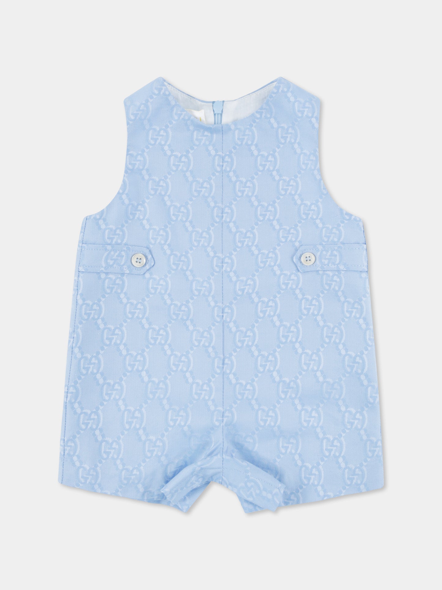Barboteuse bleu clair pour bébé garçon avec GG