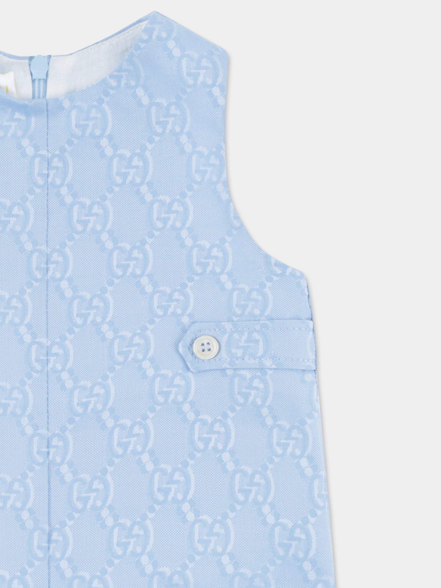 Barboteuse bleu clair pour bébé garçon avec GG