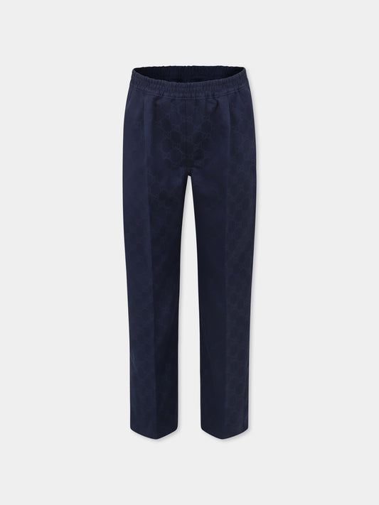 Pantaloni blu per bambino con dettaglio Web,Gucci Kids,804419 XWA3G 4843