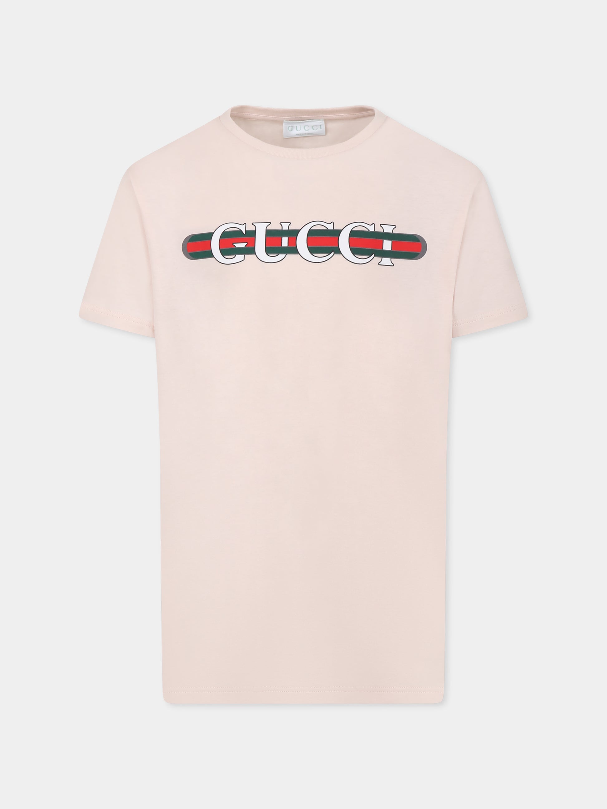 T-shirt rosa per bambina con logo,Gucci Kids,561651 XJGPI 6341