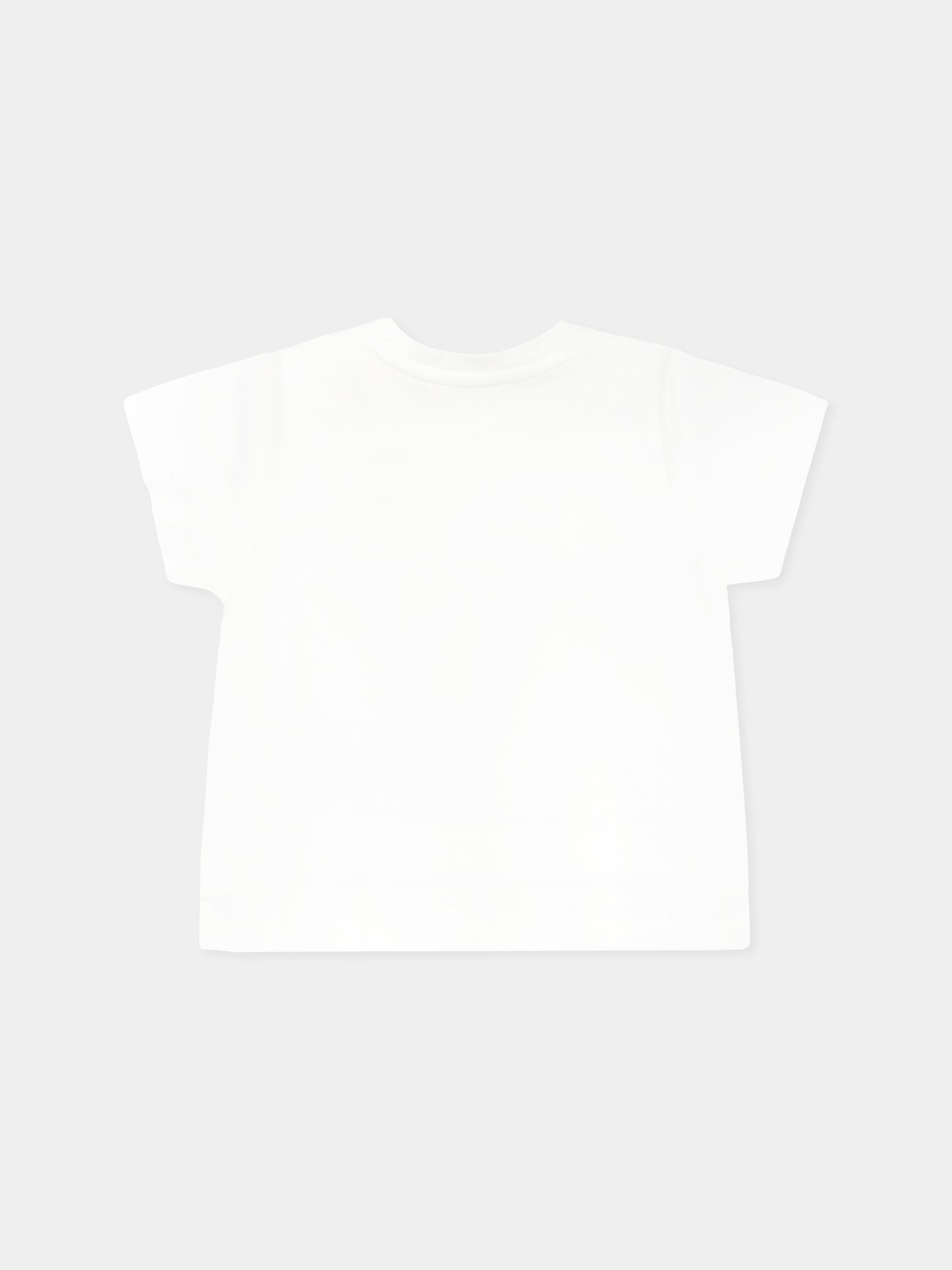 T-shirt bianca per neonata con incrocio GG e fiocco Web,Gucci Kids,555675 XJG6C 9214