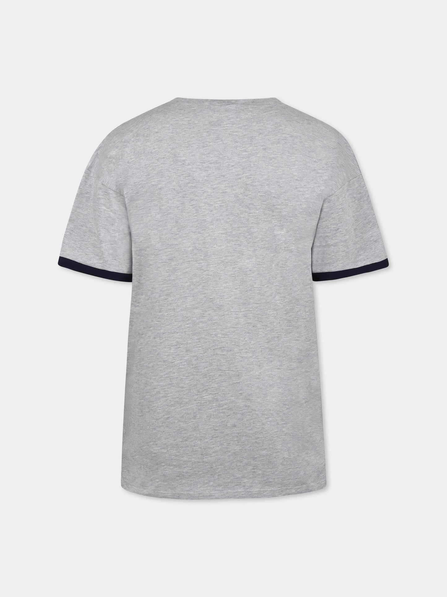 T-shirt grigia per bambino con logo Gucci e remi,Gucci Kids,820889 XJGY3 1151