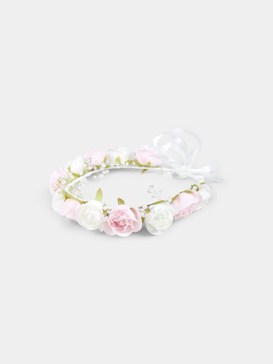 Bandeau blanc pour fille avec fleurs