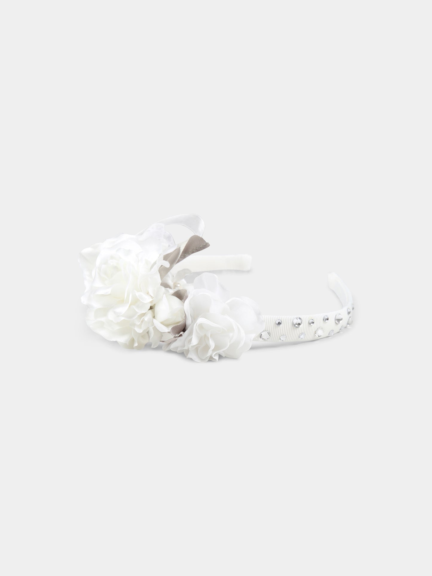 Bandeau blanc pour fille avec fleurs