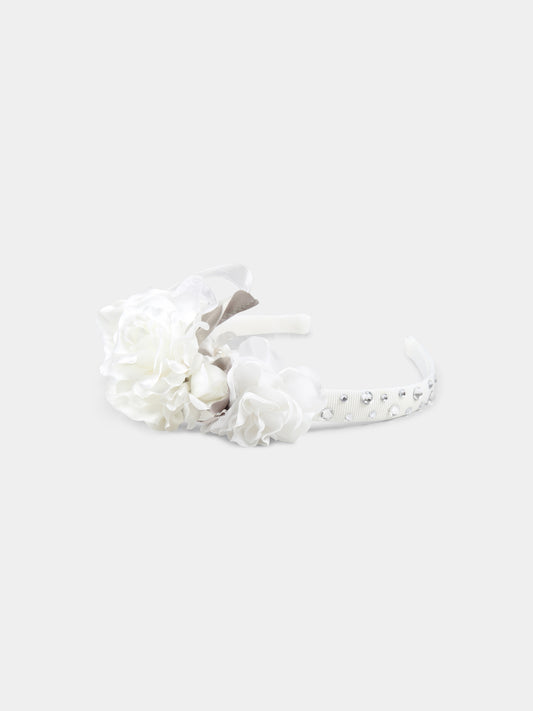 Bandeau blanc pour fille avec fleurs