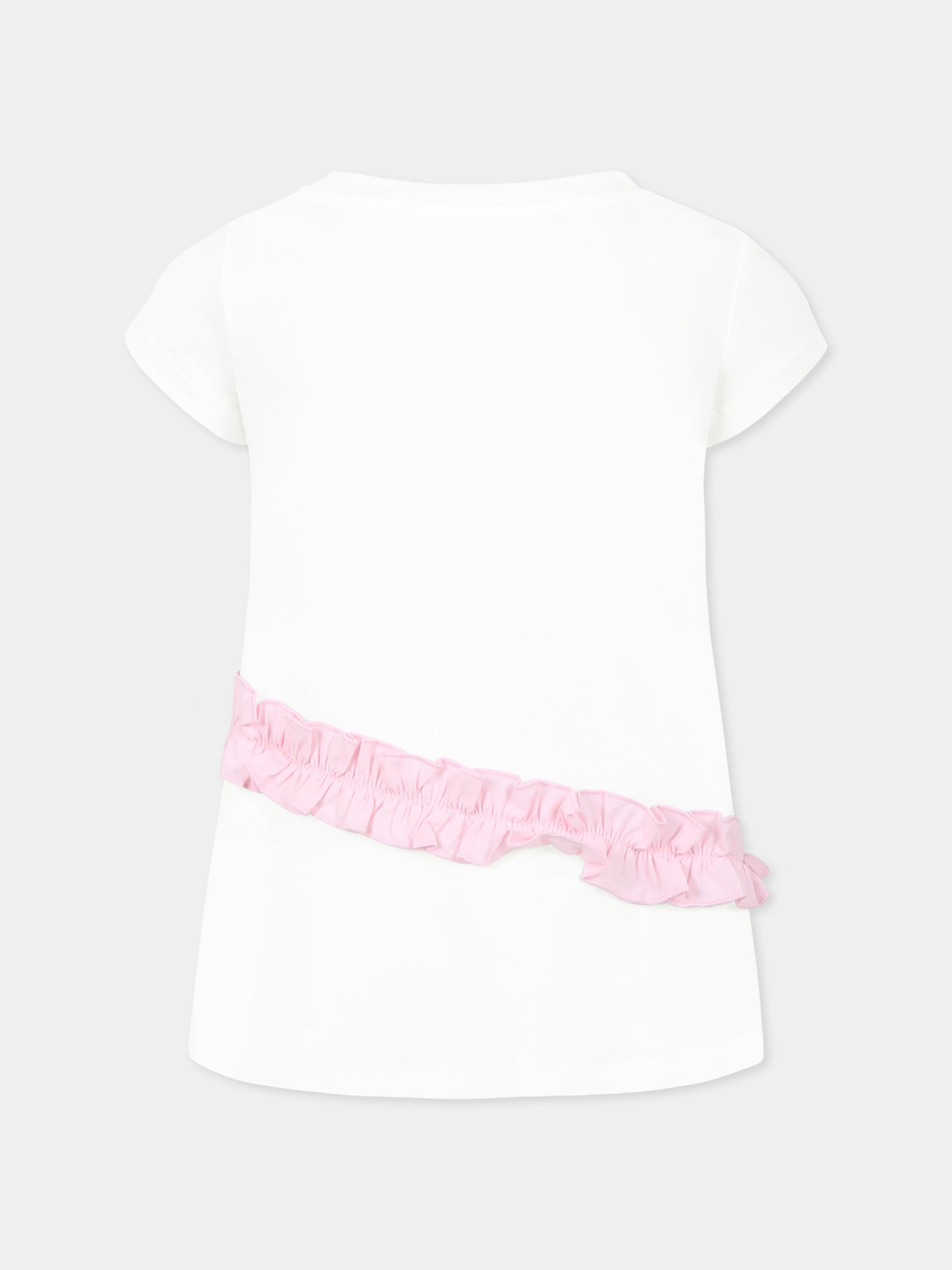 T-shirt bianca per bambina con Bambi e stampa floreale,Monnalisa,19E606 5002 9990