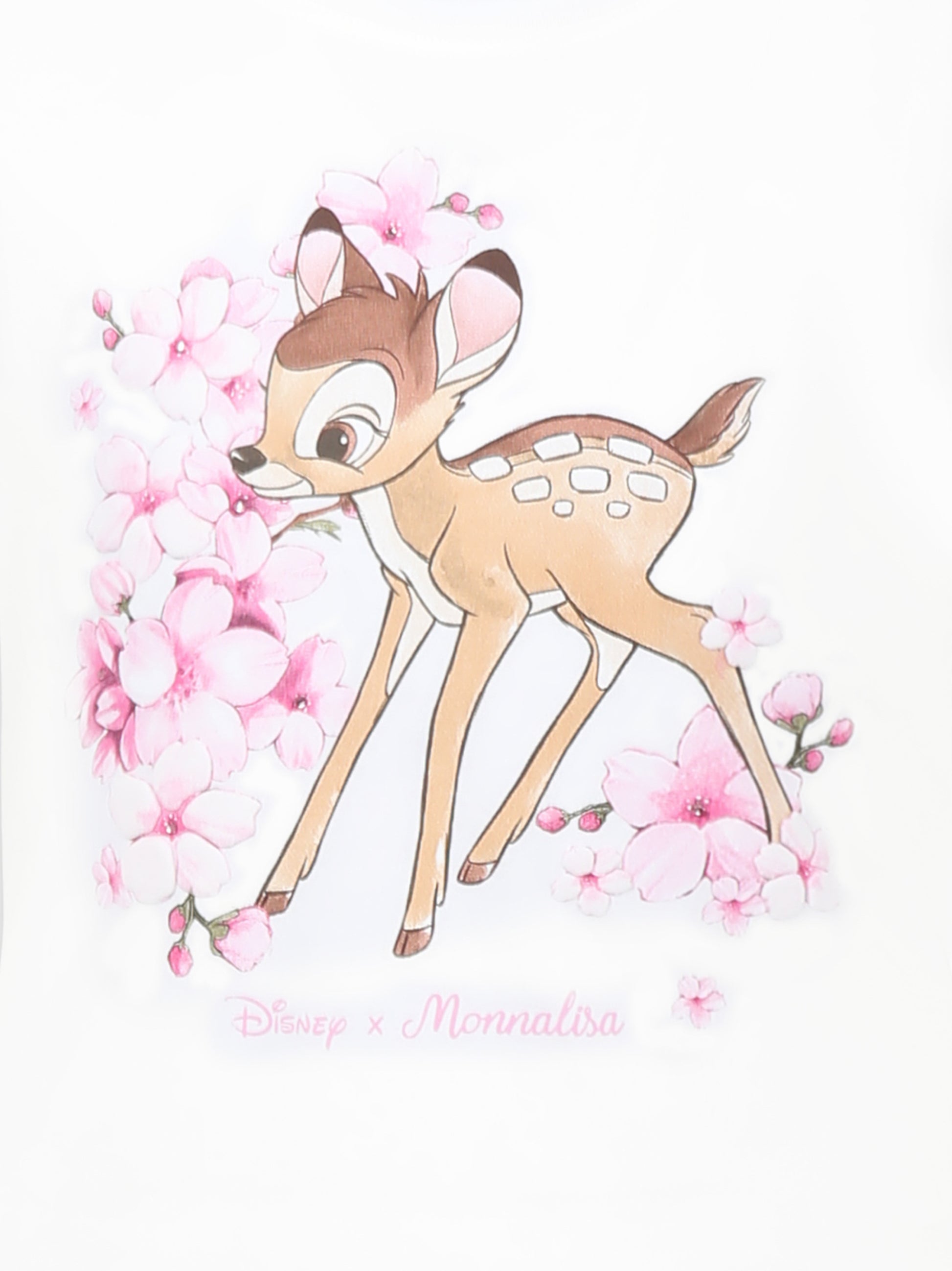 T-shirt bianca per bambina con Bambi e stampa floreale,Monnalisa,11E612 5202 0099