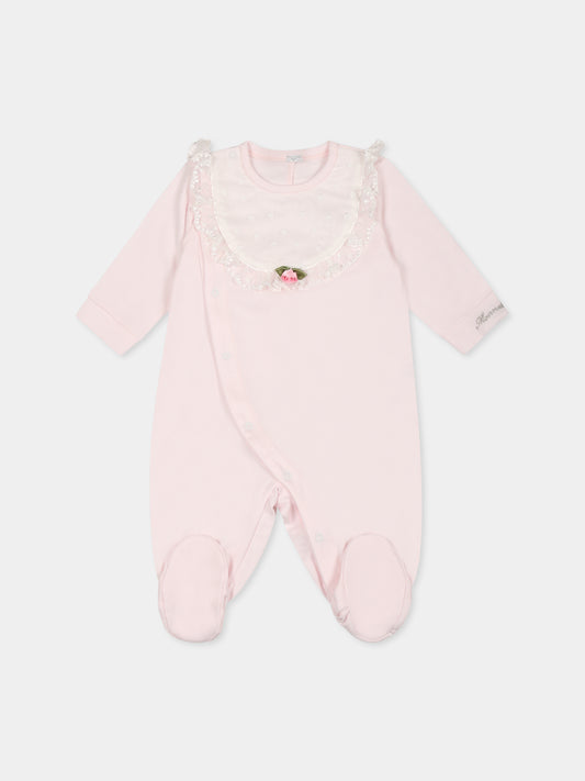 Tutina rosa per neonata con logo,Monnalisa,35E220 5205 0091