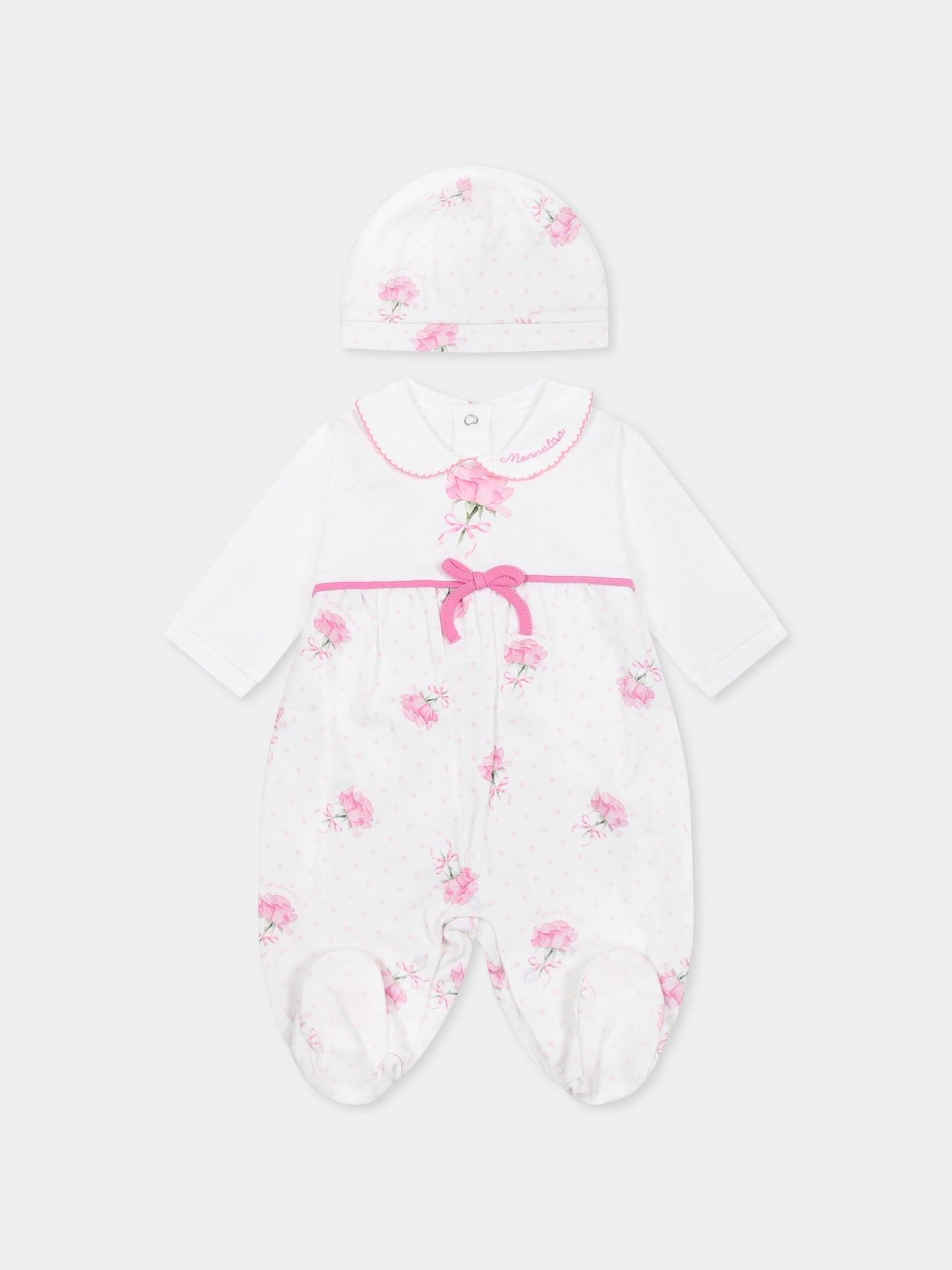 Ensemble combinaison blanc pour bébé fille avec logo