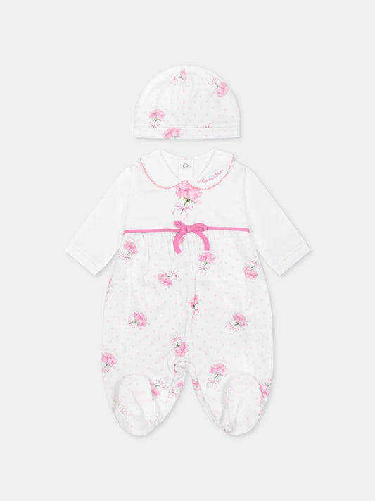 Ensemble combinaison blanc pour bébé fille avec logo