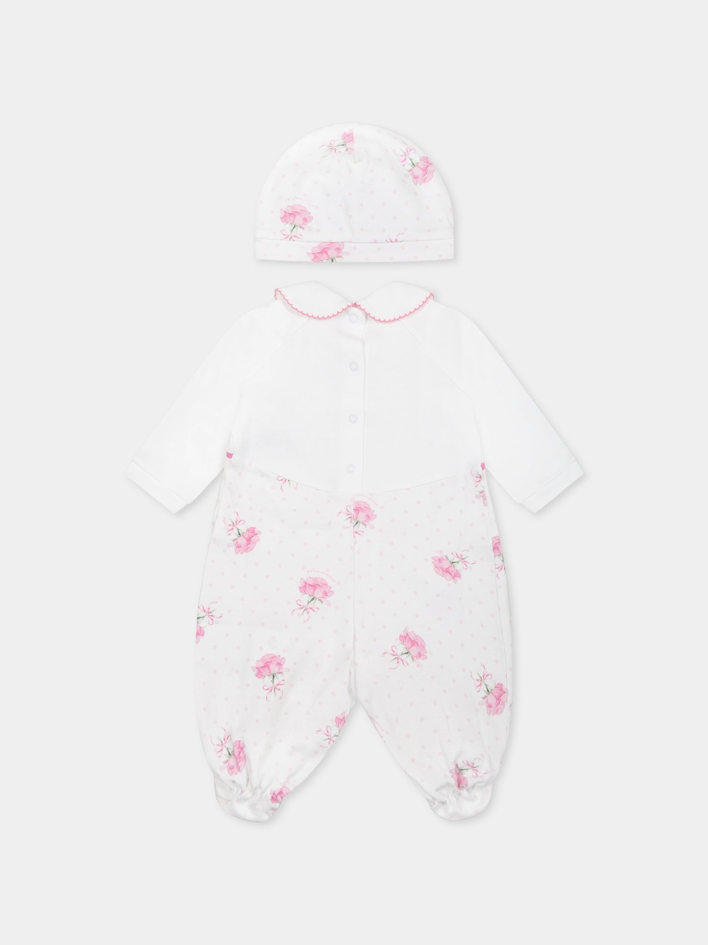 Ensemble combinaison blanc pour bébé fille avec logo