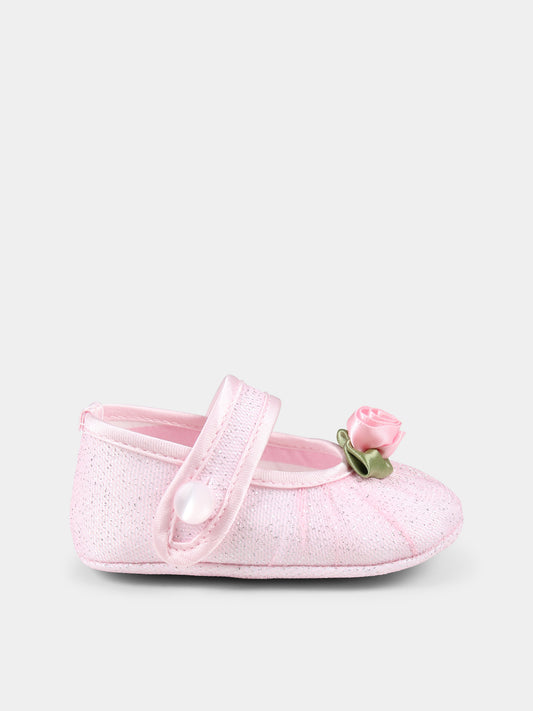 Ballerine rosa per neonata con rosa,Monnalisa,39E002 5907 9075